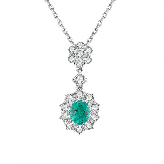 Sierra 1.78 Oval Cut Floral Emerald Pendant