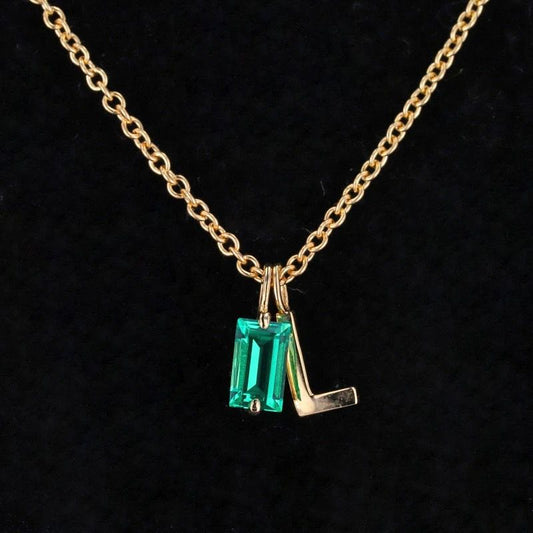 Custom Initial  Emerald Necklace